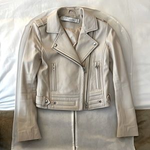 IRO Cream Leather Moto Jacket